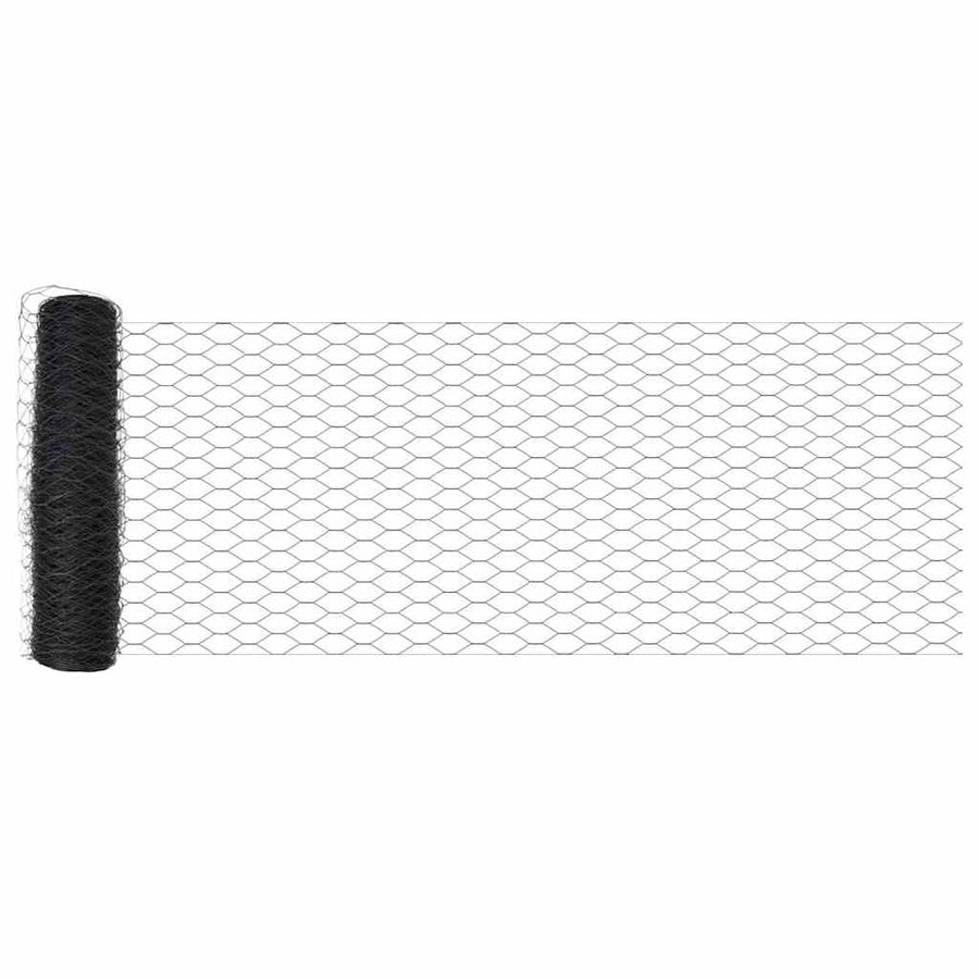 Afrasteringspaal Grijs 10 x 0,6 m (50 mm gaas) Staal en PVC