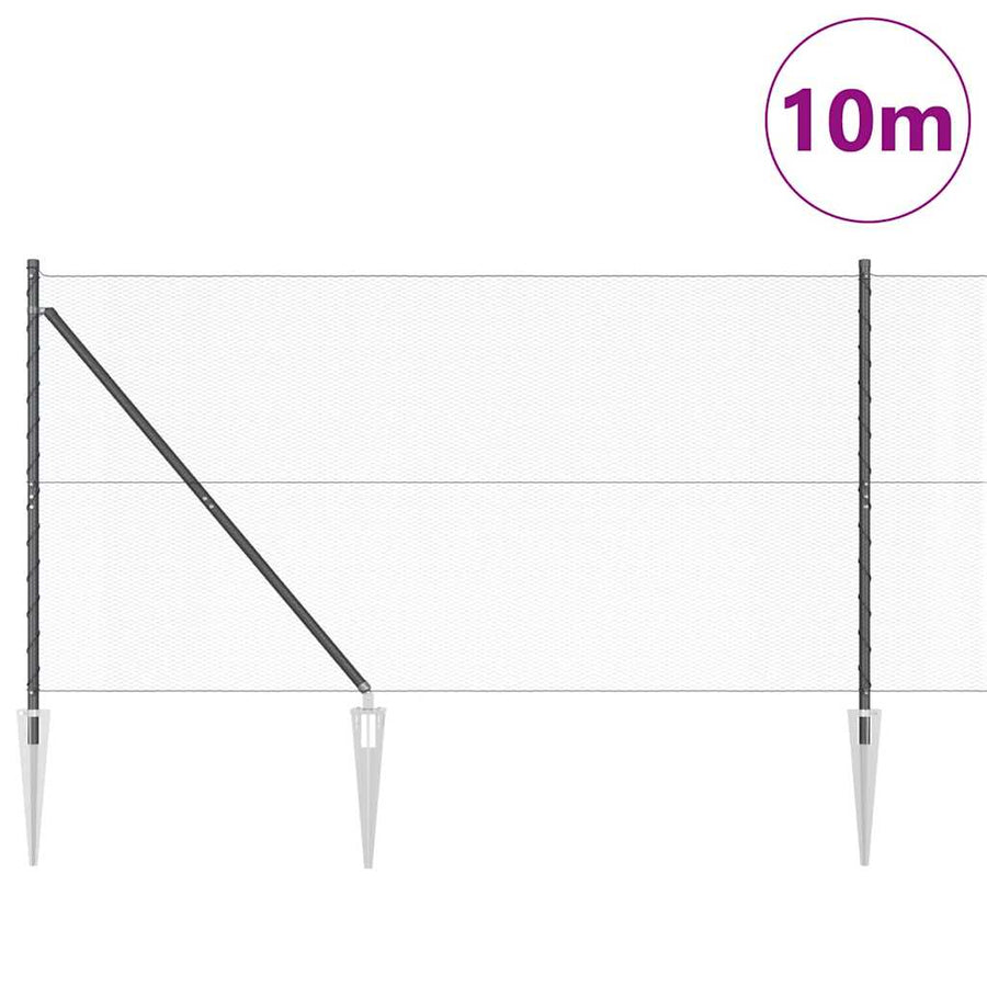Afrasteringspaal Grijs 10 x 1,4 m (13 mm gaas) Staal en PVC