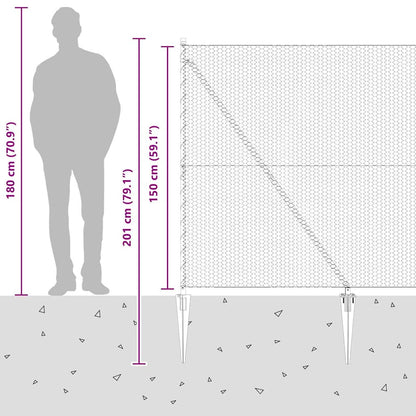 Afrasteringspaal Grijs 10 x 1,5 m (25 mm gaas) Staal en PVC