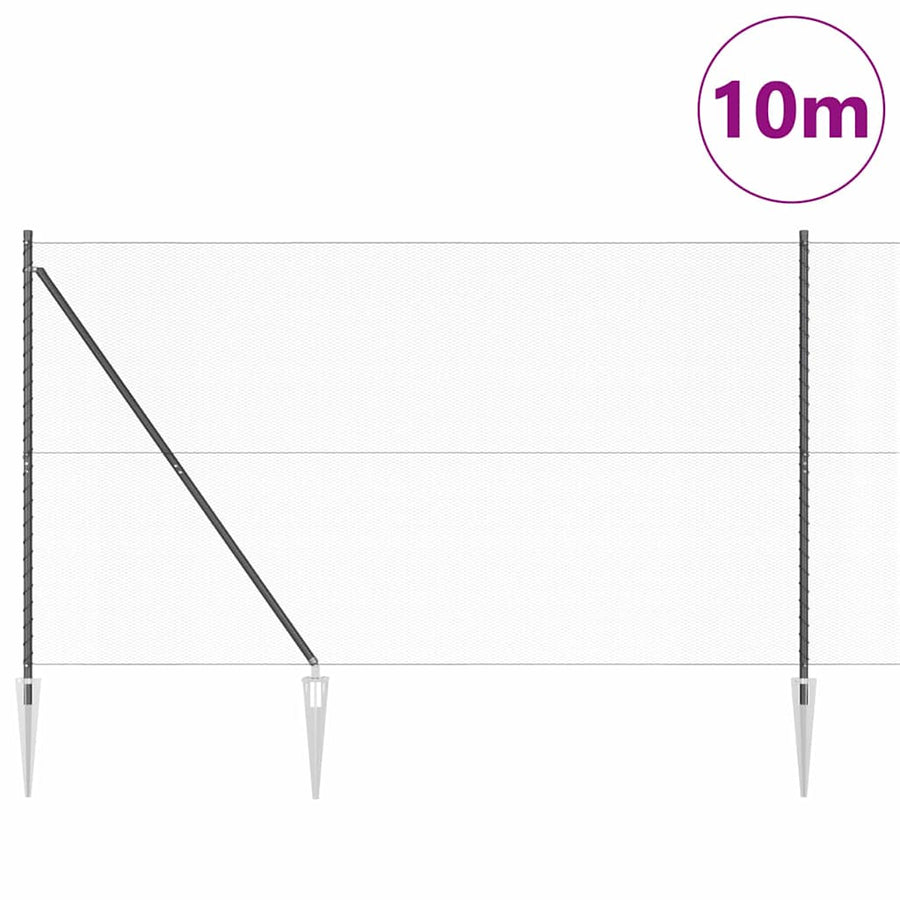 Afrasteringspaal Grijs 10 x 1,6 m (13 mm gaas) Staal en PVC