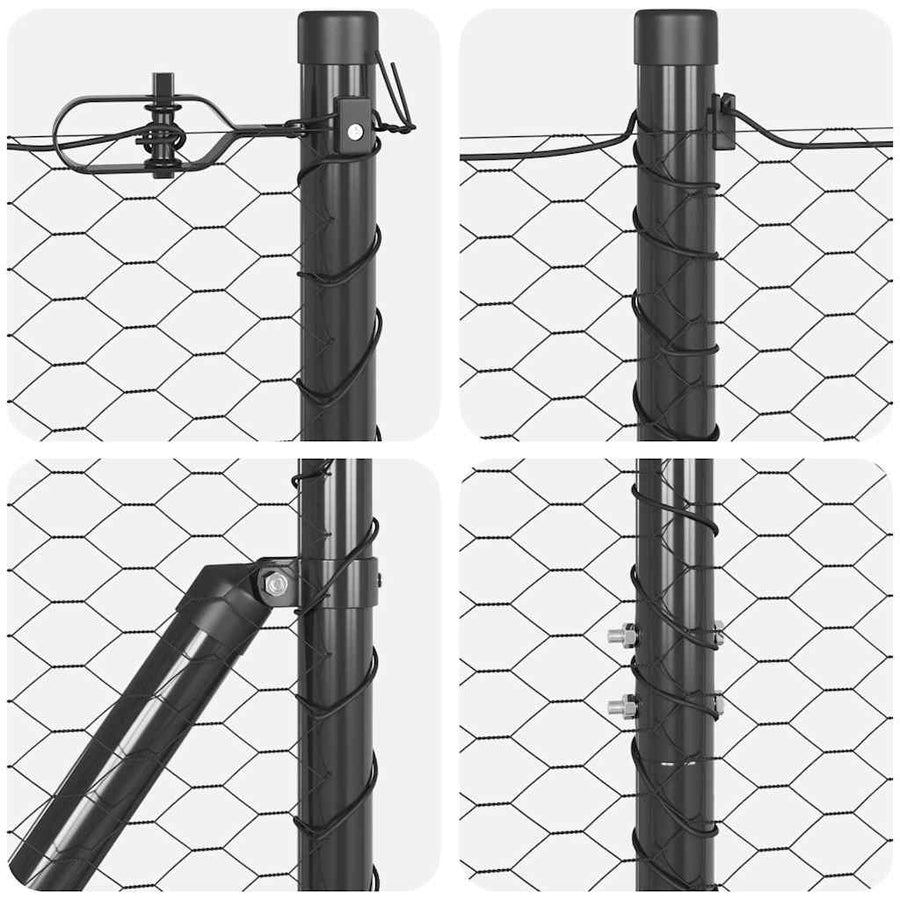 Afrasteringspaal Grijs 10 x 1,6 m (25 mm gaas) Staal en PVC
