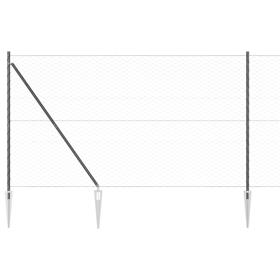 Afrasteringspaal Grijs 10 x 1,6 m (50 mm gaas) Staal en PVC