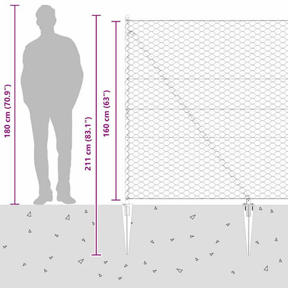 Afrasteringspaal Grijs 10 x 1,6 m (50 mm gaas) Staal en PVC