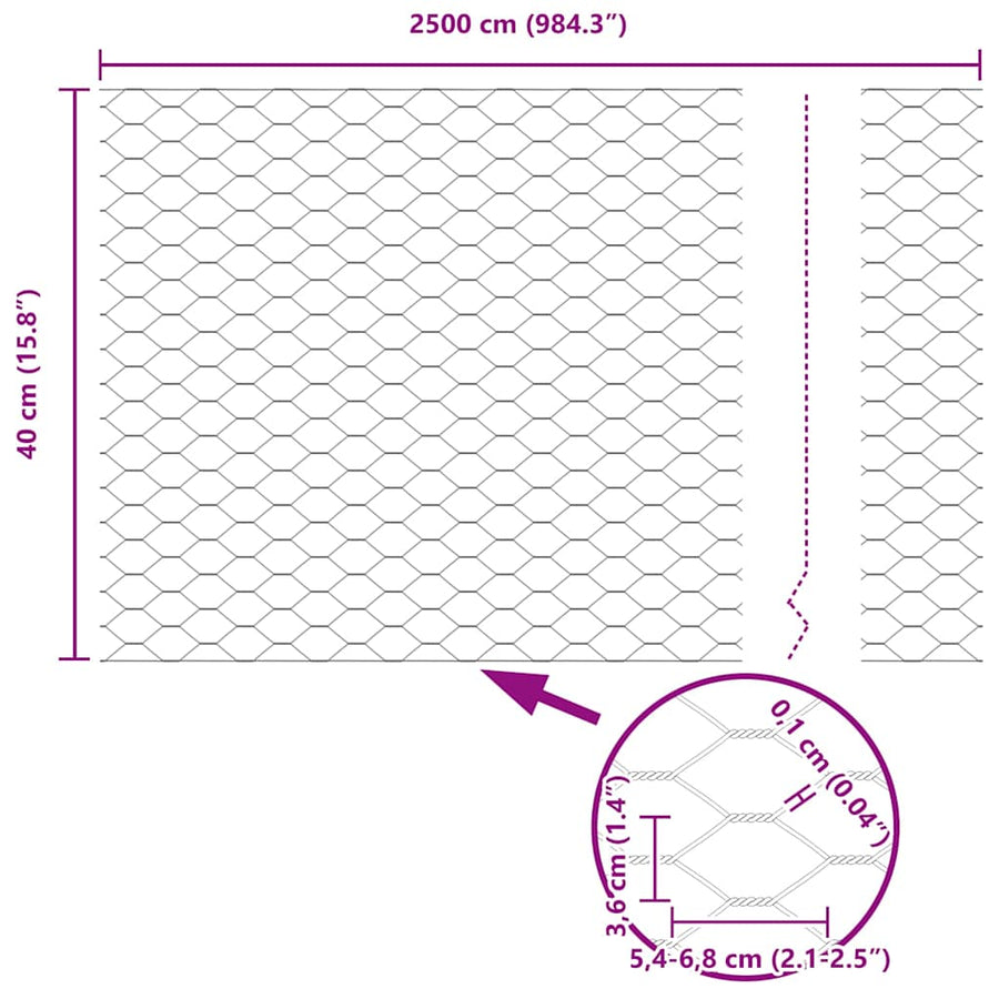 Afrasteringspaal Grijs 25 x 0,4 m (36 mm gaas) Staal en PVC