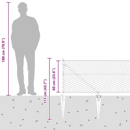 Afrasteringspaal Grijs 25 x 0,6 m (36 mm gaas) Staal en PVC