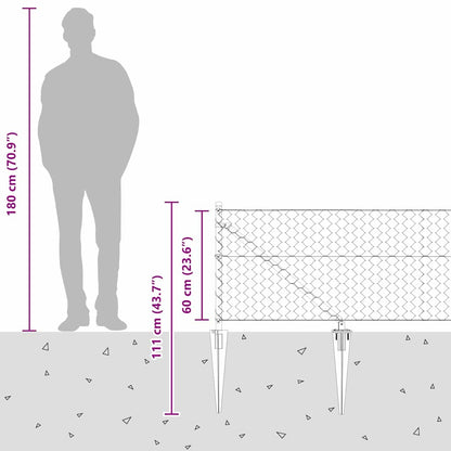 Afrasteringspaal Grijs 25 x 0,6 m (50 mm gaas) Staal en PVC