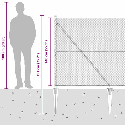 Afrasteringspaal Grijs 25 x 1,4 m (13 mm gaas) Staal en PVC