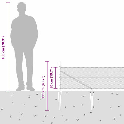 Afrasteringspaal Grijs 50 x 0,5 m (13 mm gaas) Staal en PVC