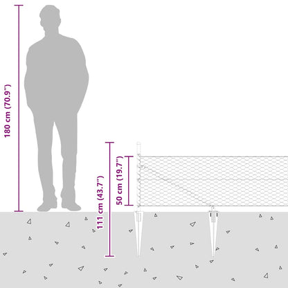 Afrasteringspaal Grijs 50 x 0,5 m (36 mm gaas) Staal en PVC