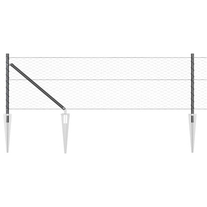 Afrasteringspaal Grijs 50 x 0,6 m (36 mm gaas) Staal en PVC