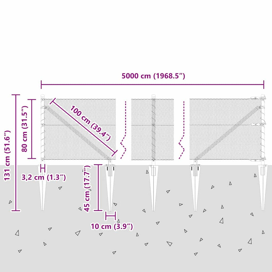 Hexagon Hek Grijs 0.8x50 m Staal