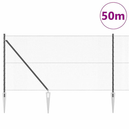 Afrasteringspaal Grijs 50 x 1 m (13 mm gaas) Staal en PVC