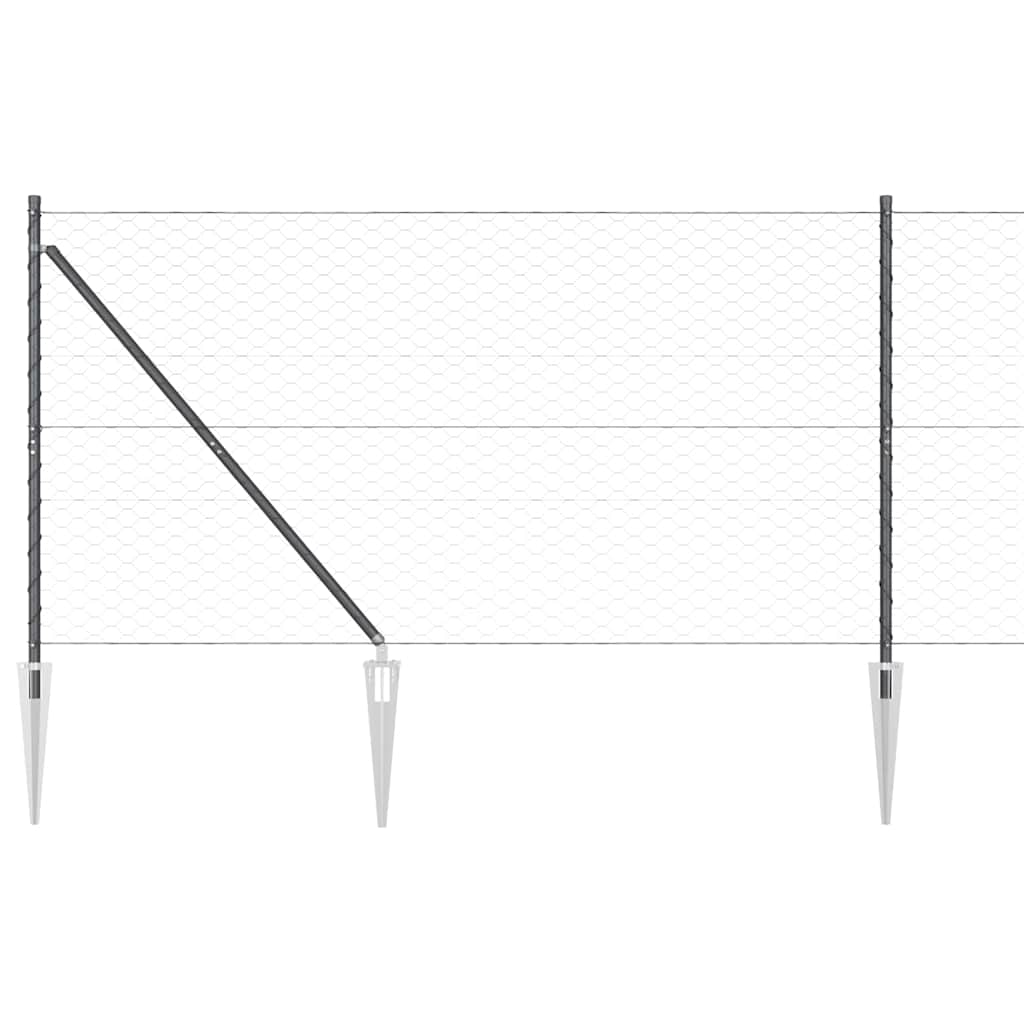 Afrasteringspaal Grijs 50 x 1,2 m (50 mm gaas) Staal en PVC