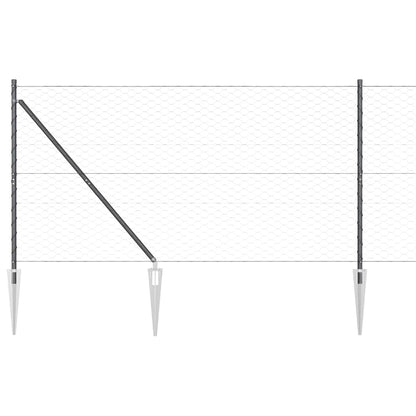 Afrasteringspaal Grijs 50 x 1,2 m (50 mm gaas) Staal en PVC