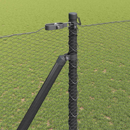 Afrasteringspaal Grijs 50 x 1,5 m (13 mm gaas) Staal en PVC