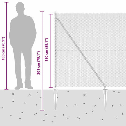 Afrasteringspaal Grijs 50 x 1,5 m (13 mm gaas) Staal en PVC