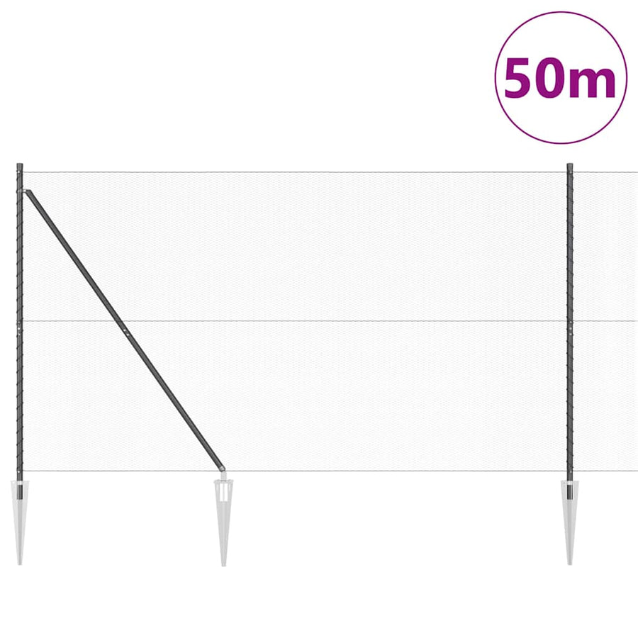 Afrasteringspaal Grijs 50 x 1,5 m (13 mm gaas) Staal en PVC