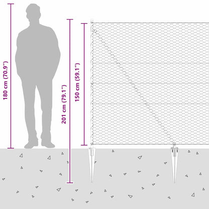 Afrasteringspaal Grijs 50 x 1,5 m (36 mm gaas) Staal en PVC