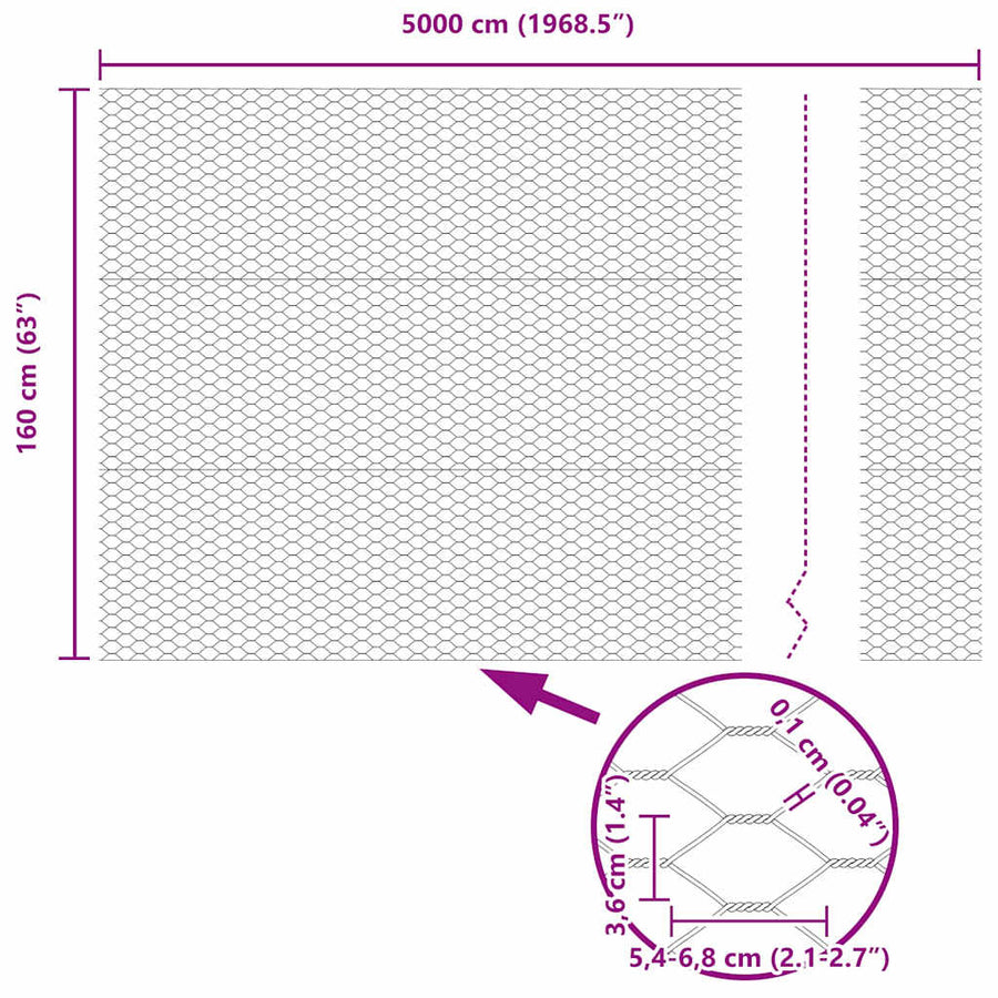 Afrasteringspaal Grijs 50 x 1,6 m (36 mm gaas) Staal en PVC