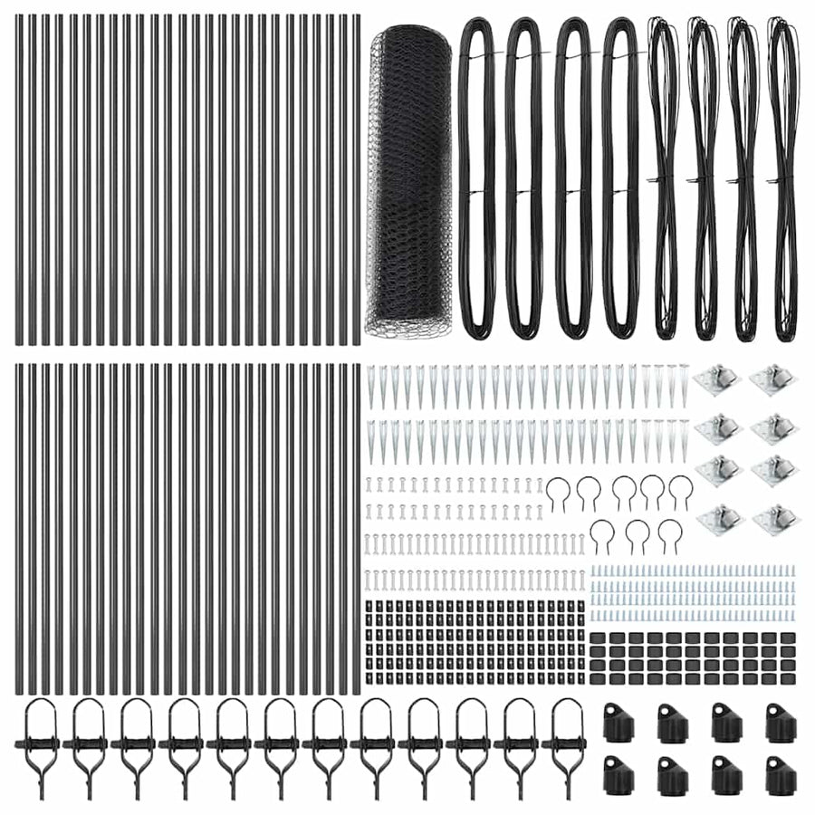Afrasteringspaal Grijs 100 x 0,4 m (13 mm gaas) Staal en PVC