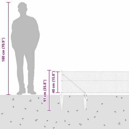 Afrasteringspaal Grijs 100 x 0,4 m (25 mm gaas) Staal en PVC
