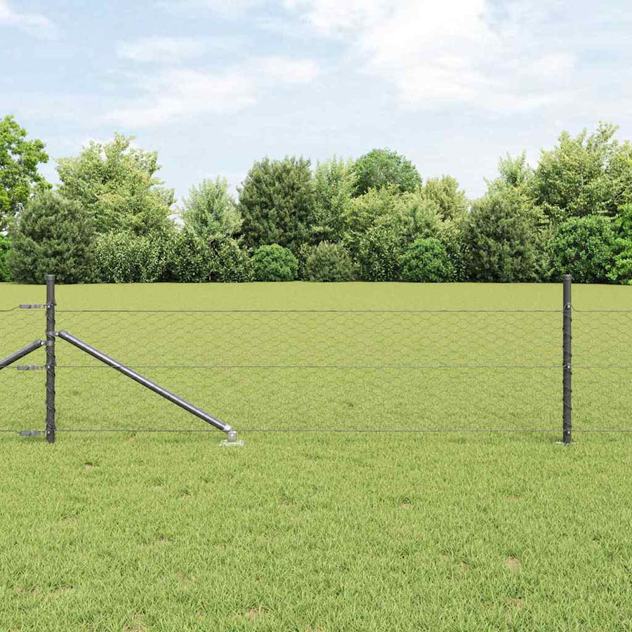 Afrasteringspaal Grijs 100 x 0,4 m (36 mm gaas) Staal en PVC