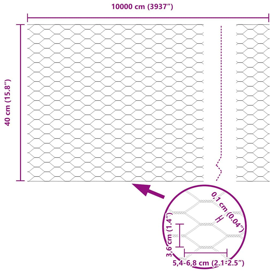 Afrasteringspaal Grijs 100 x 0,4 m (36 mm gaas) Staal en PVC