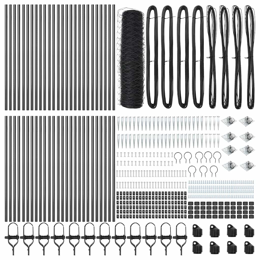 Afrasteringspaal Grijs 100 x 0,4 m (50 mm gaas) Staal en PVC