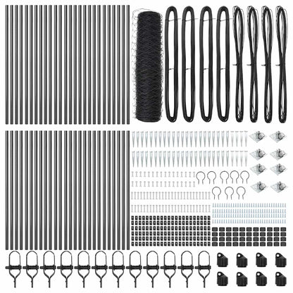 Afrasteringspaal Grijs 100 x 0,4 m (50 mm gaas) Staal en PVC