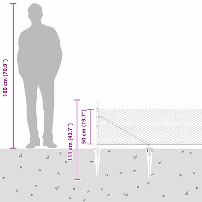 Afrasteringspaal Grijs 100 x 0,5 m (25 mm gaas) Staal en PVC