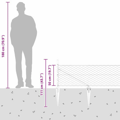 Afrasteringspaal Grijs 100 x 0,5 m (50 mm gaas) Staal en PVC