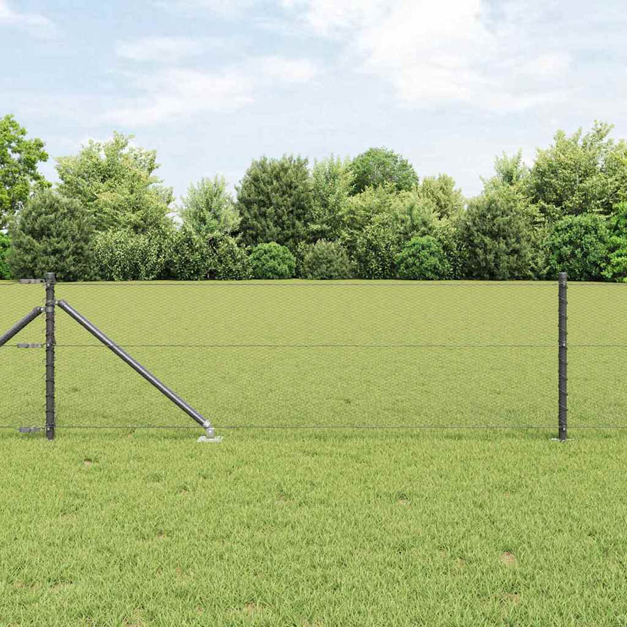 Afrasteringspaal Grijs 100 x 0,6 m (13 mm gaas) Staal en PVC
