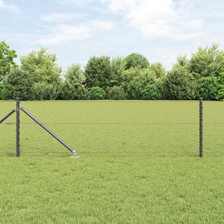 Afrasteringspaal Grijs 100 x 0,6 m (36 mm gaas) Staal en PVC