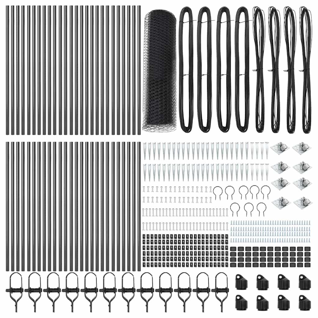 Afrasteringspaal Grijs 100 x 1 m (13 mm gaas) Staal en PVC