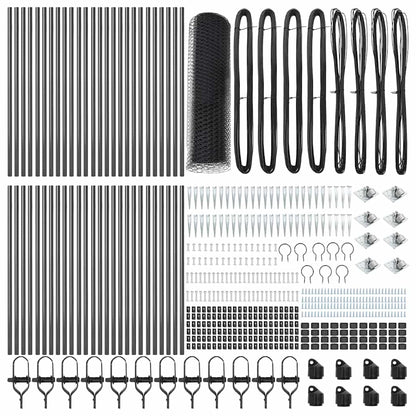 Afrasteringspaal Grijs 100 x 1 m (13 mm gaas) Staal en PVC