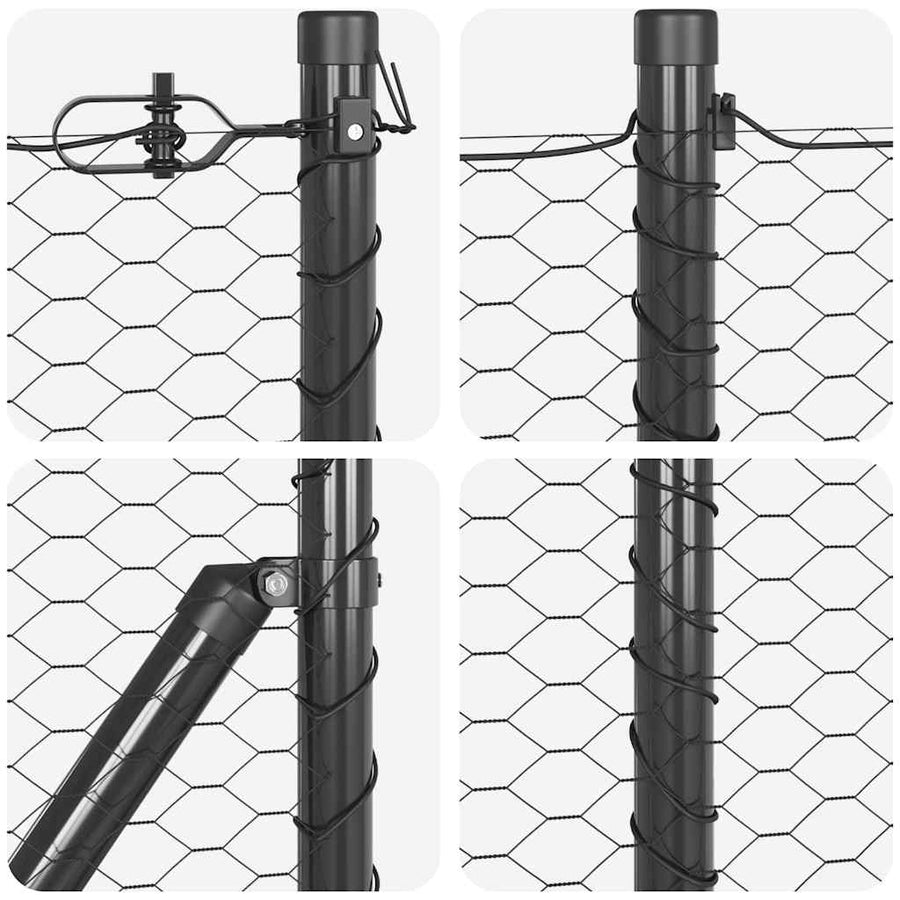 Afrasteringspaal Grijs 100 x 1 m (25 mm gaas) Staal en PVC