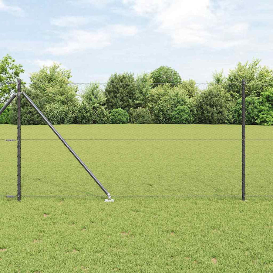 Afrasteringspaal Grijs 100 x 1 m (25 mm gaas) Staal en PVC