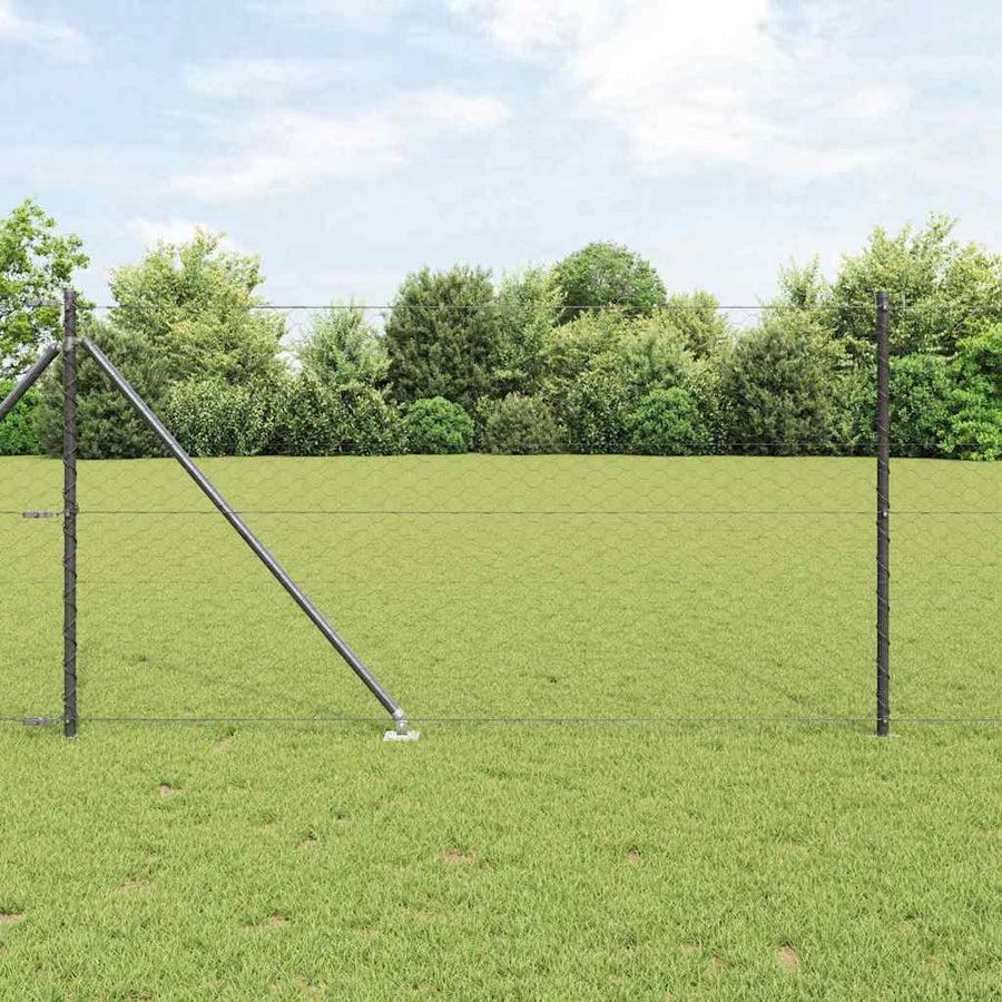 Afrasteringspaal Grijs 100 x 1 m (50 mm gaas) Staal en PVC