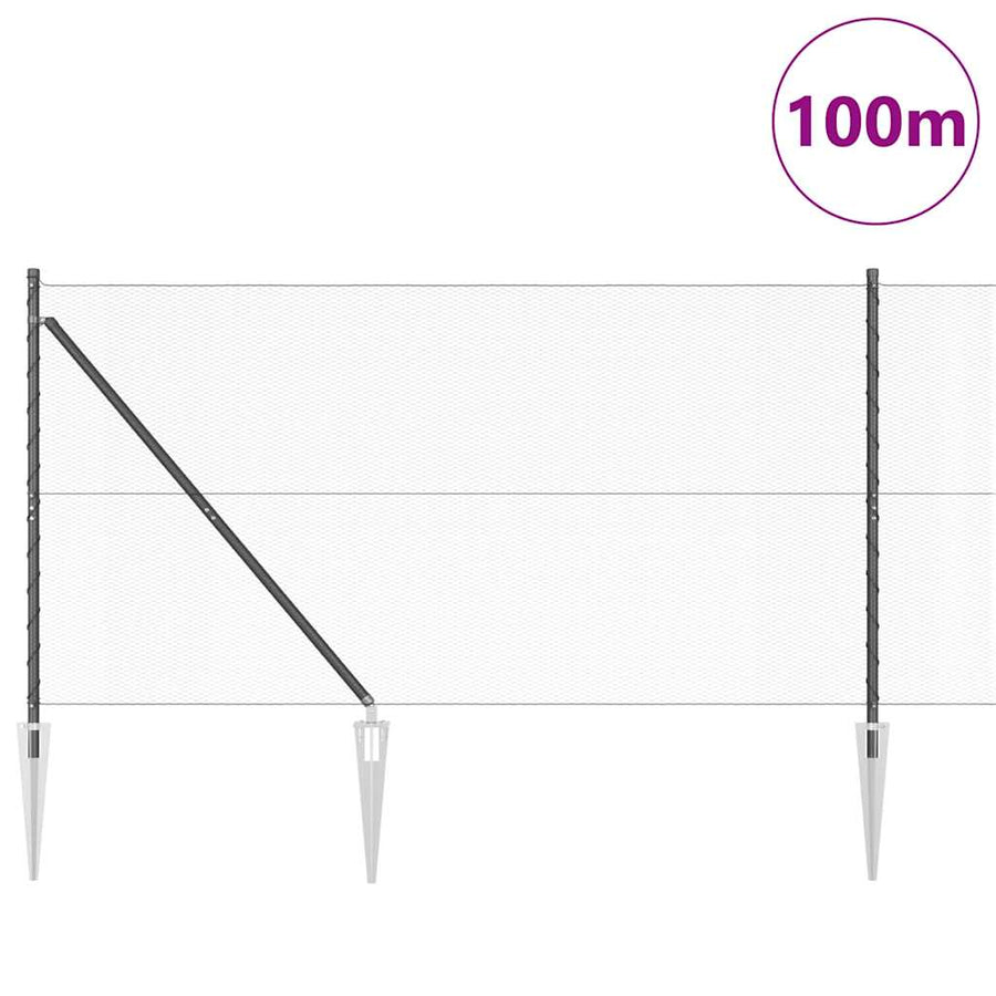 Afrasteringspaal Grijs 100 x 1,2 m (13 mm gaas) Staal en PVC