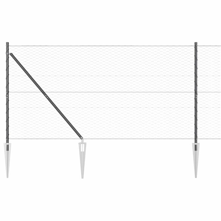 Afrasteringspaal Grijs 100 x 1,2 m (36 mm gaas) Staal en PVC