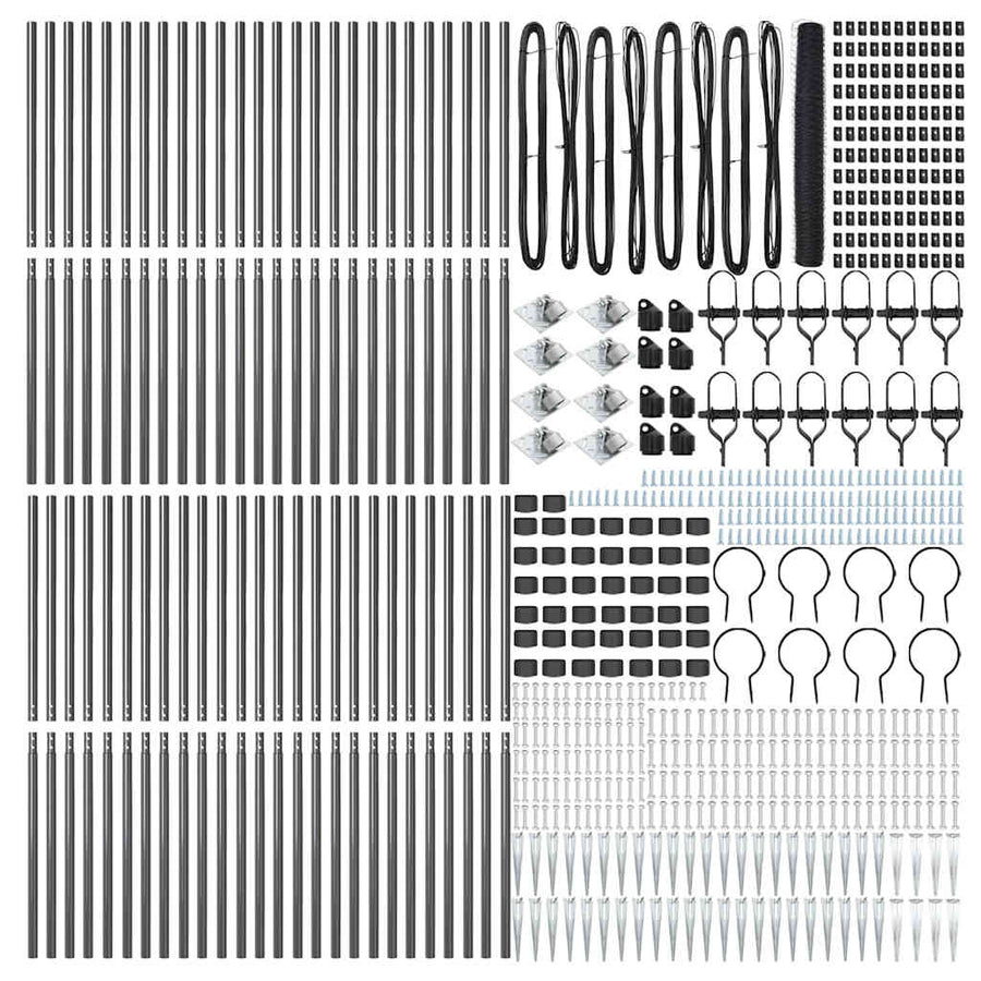 Afrasteringspaal Grijs 100 x 1,2 m (36 mm gaas) Staal en PVC