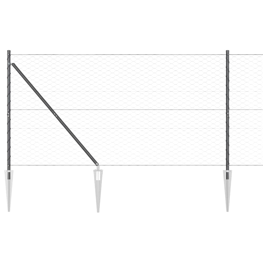 Afrasteringspaal Grijs 100 x 1,2 m (50 mm gaas) Staal en PVC