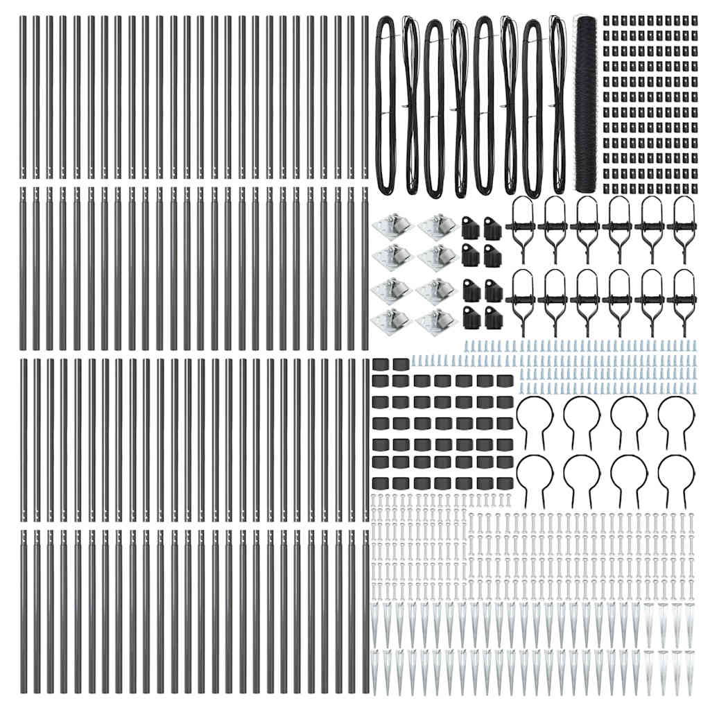 Afrasteringspaal Grijs 100 x 1,2 m (50 mm gaas) Staal en PVC