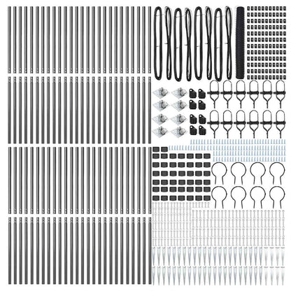 Afrasteringspaal Grijs 100 x 1,4 m (50 mm gaas) Staal en PVC