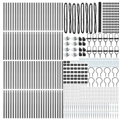 Afrasteringspaal Grijs 100 x 1,5 m (25 mm gaas) Staal en PVC