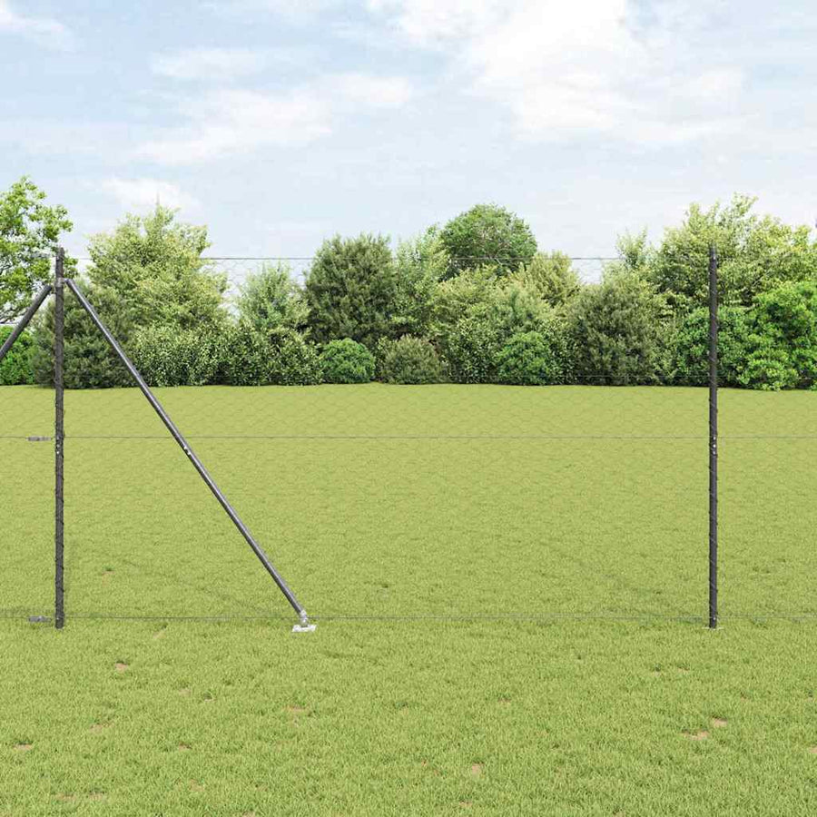 Afrasteringspaal Grijs 100 x 1,5 m (50 mm gaas) Staal en PVC