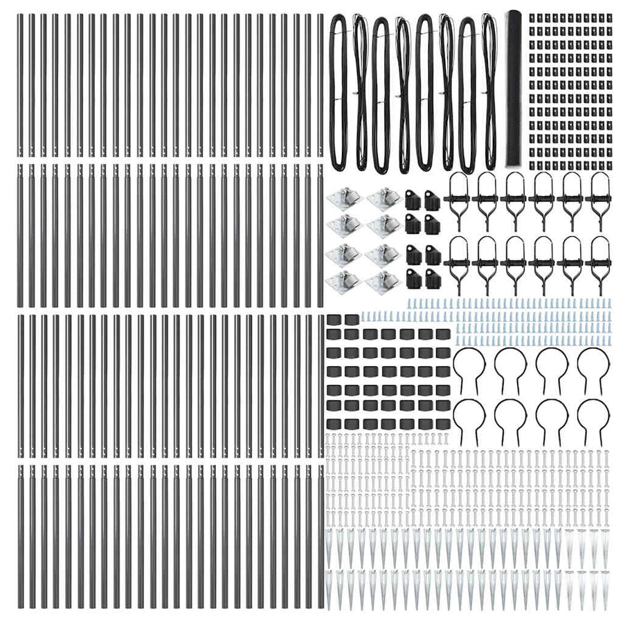 Afrasteringspaal Grijs 100 x 1,6 m (25 mm gaas) Staal en PVC