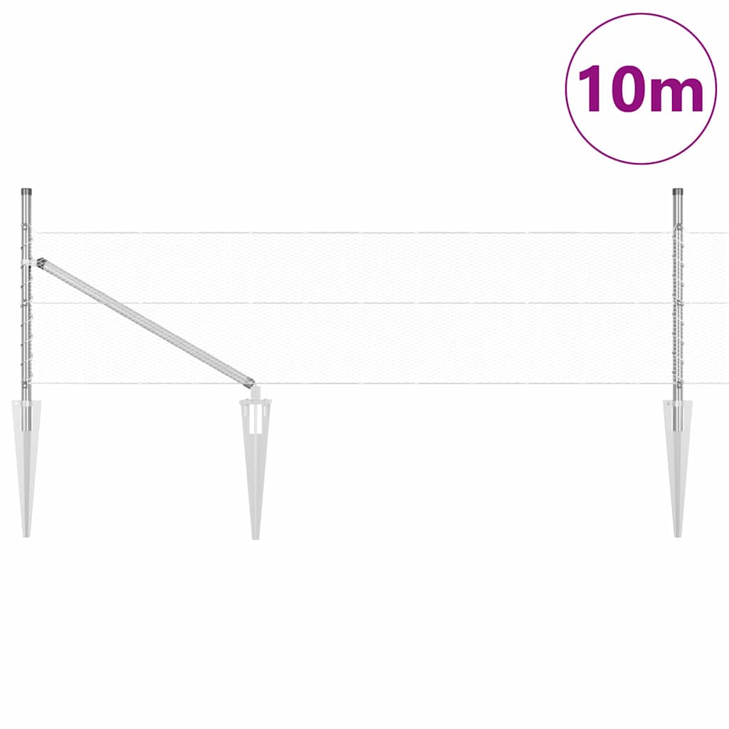 Afrasteringspaal Zilver 10 x 0,4 m (13 mm gaas) Staal