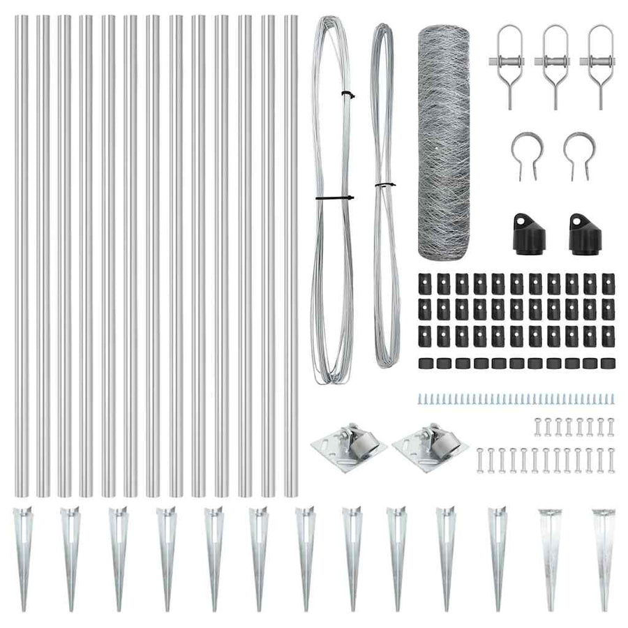 Afrasteringspaal Zilver 10 x 0,4 m (36 mm gaas) Staal