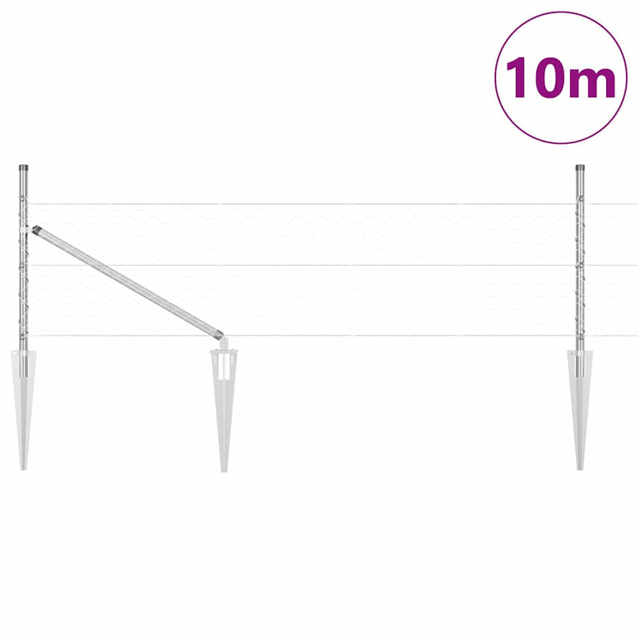 Afrasteringspaal Zilver 10 x 0,4 m (50 mm mesh) Staal